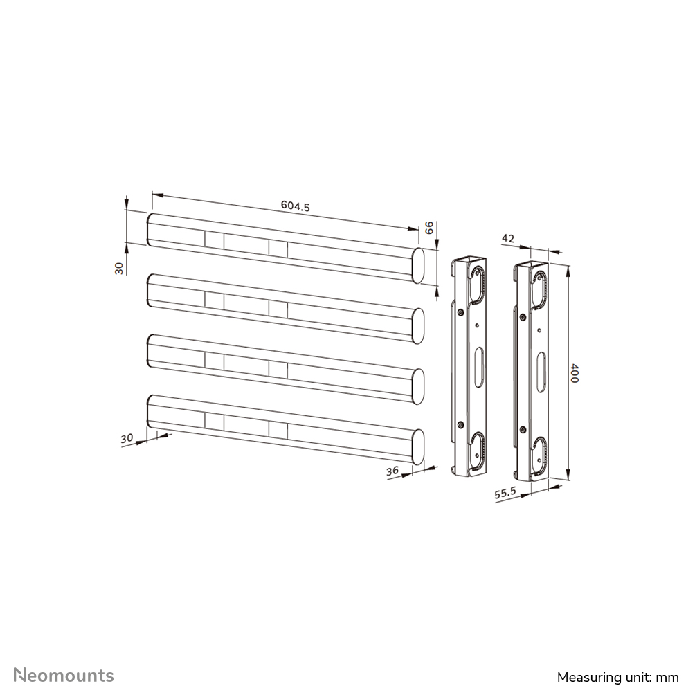 Neomounts AFL55-975BL VESA-uitbreidingkit 86-115" - max 160 kg